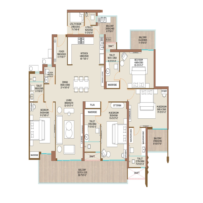 >County Sector 151 Noida 3BHK Layout